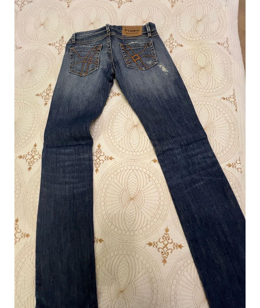 PINKO Синие хлопковые прямые джинсы, фото 2