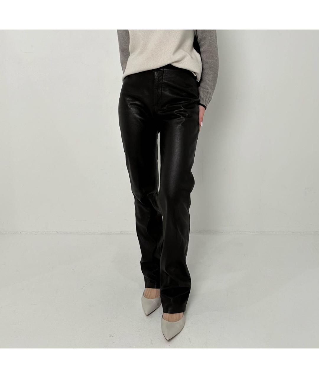 Y'S Коричневые кожаные прямые брюки, фото 2