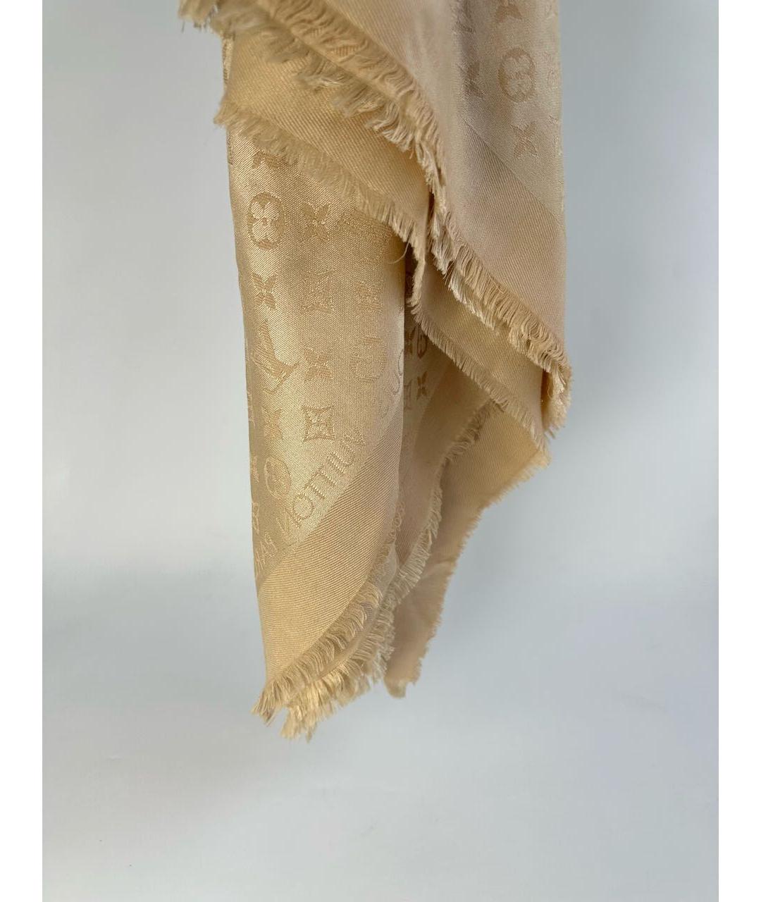 LOUIS VUITTON Бежевый шелковый платок, фото 2
