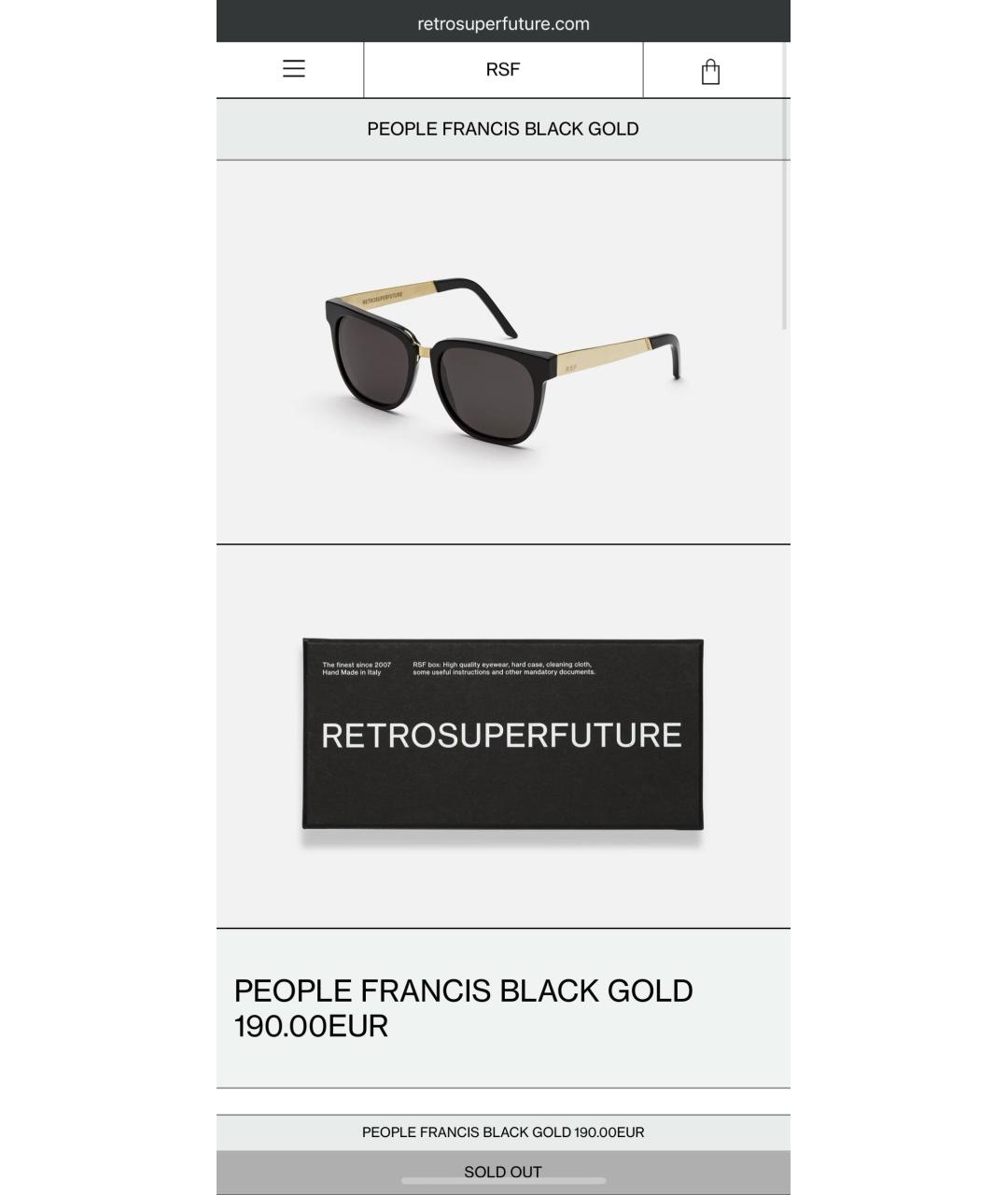 RETROSUPERFUTURE Черные пластиковые солнцезащитные очки, фото 8