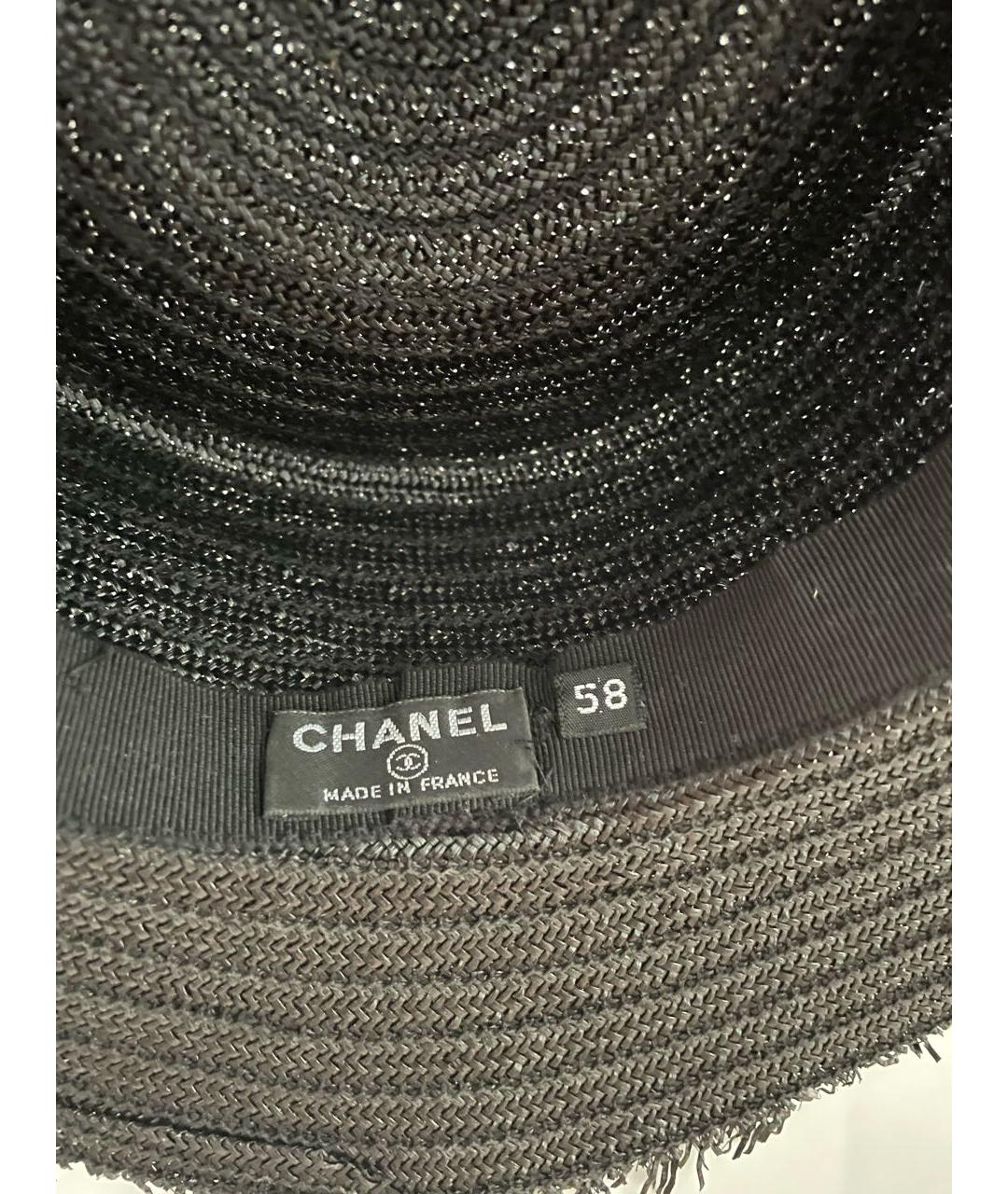 CHANEL Черная соломенная шляпа, фото 3