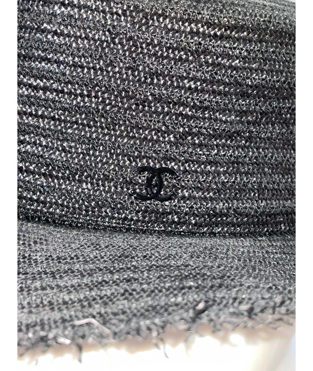 CHANEL Черная соломенная шляпа, фото 4