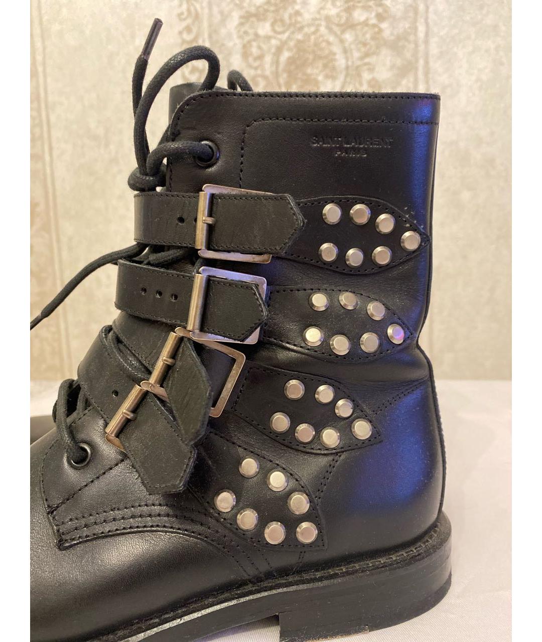 SAINT LAURENT Черные кожаные ботинки, фото 7