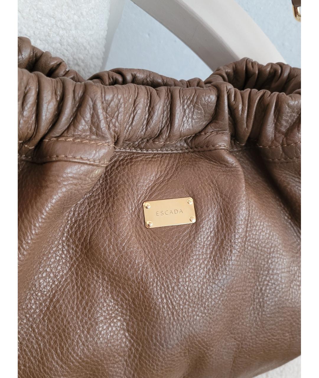 ESCADA Коричневая кожаная сумка с короткими ручками, фото 8
