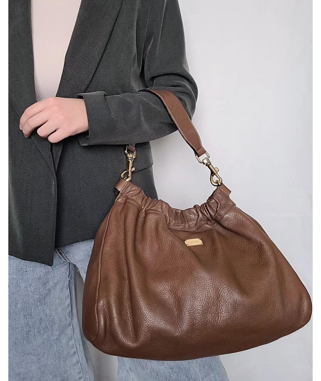 ESCADA Коричневая кожаная сумка с короткими ручками, фото 7
