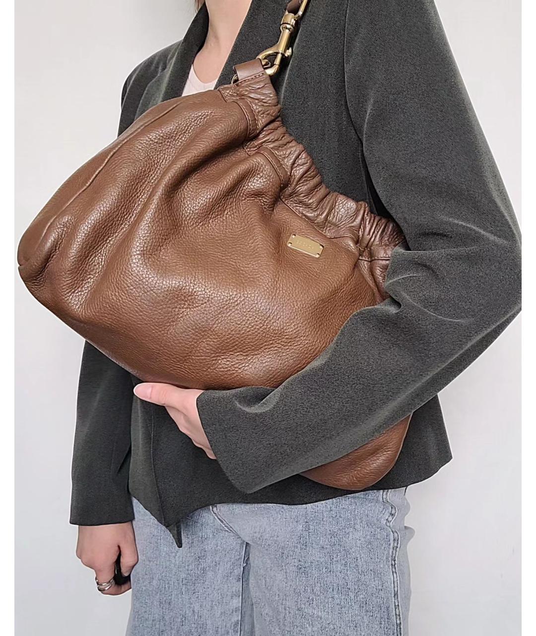 ESCADA Коричневая кожаная сумка с короткими ручками, фото 5