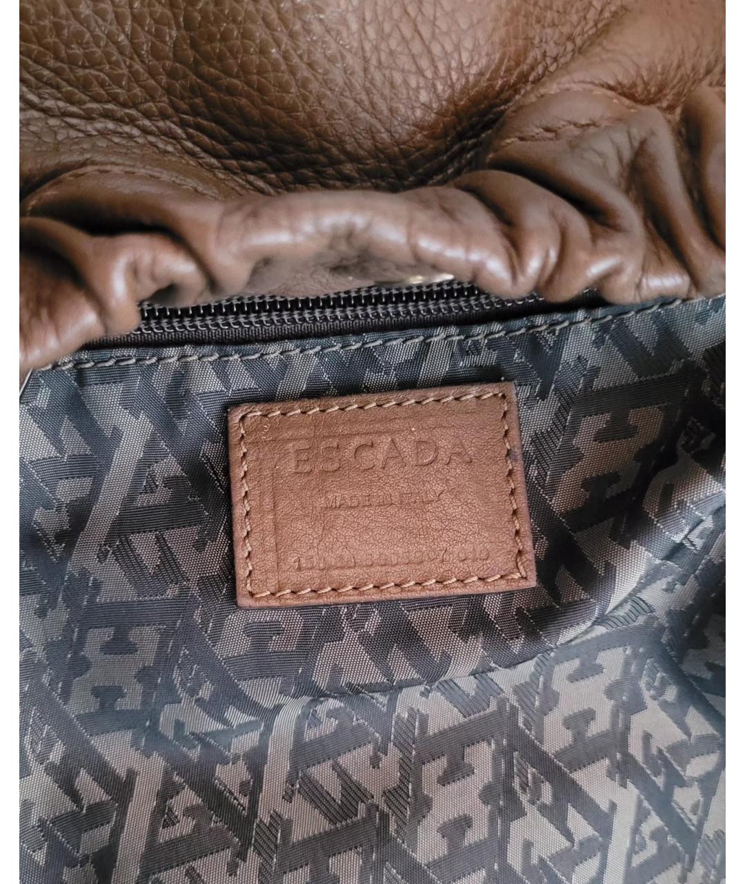 ESCADA Коричневая кожаная сумка с короткими ручками, фото 4