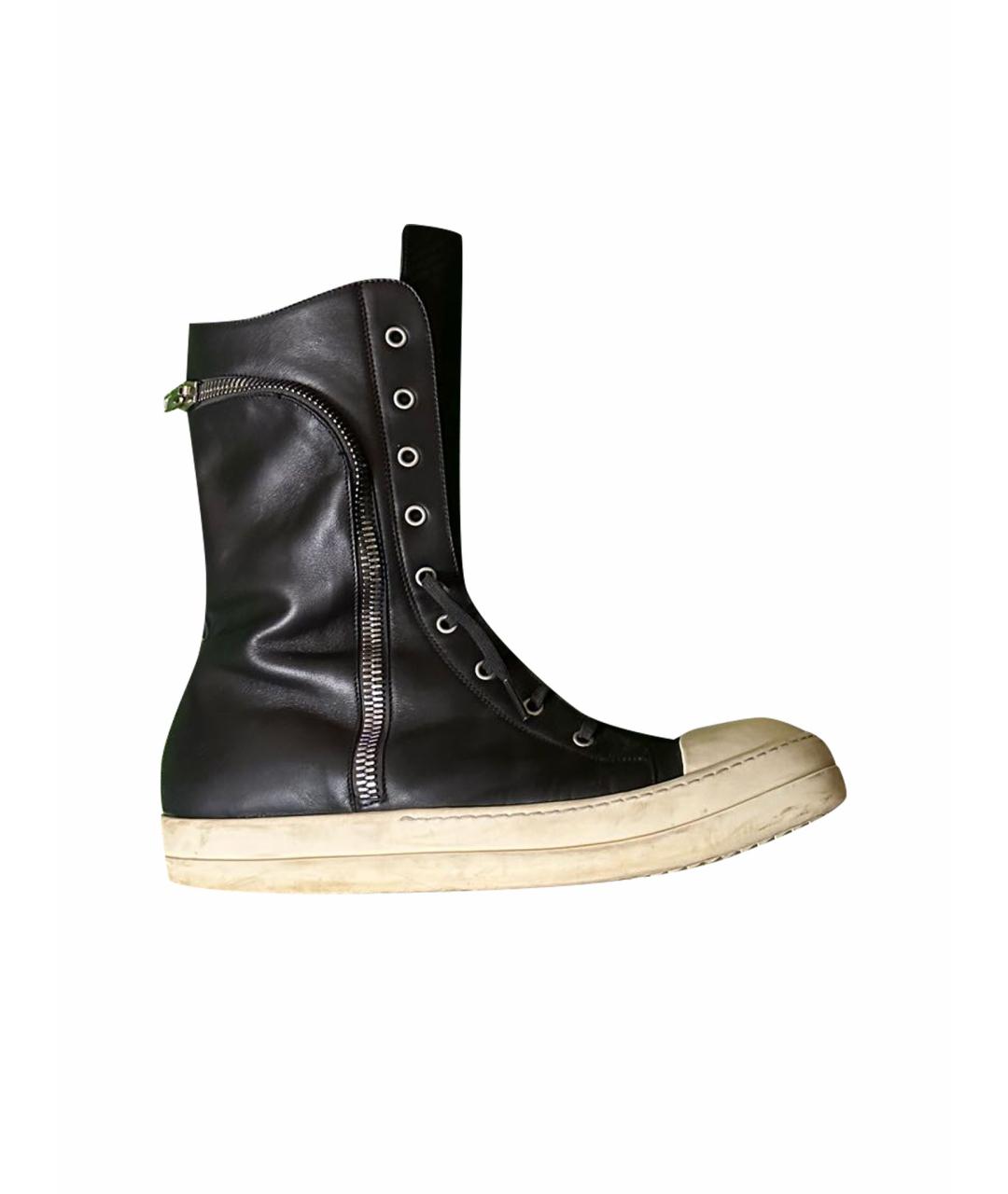 RICK OWENS DRKSHDW Черные кожаные высокие кроссовки / кеды, фото 1