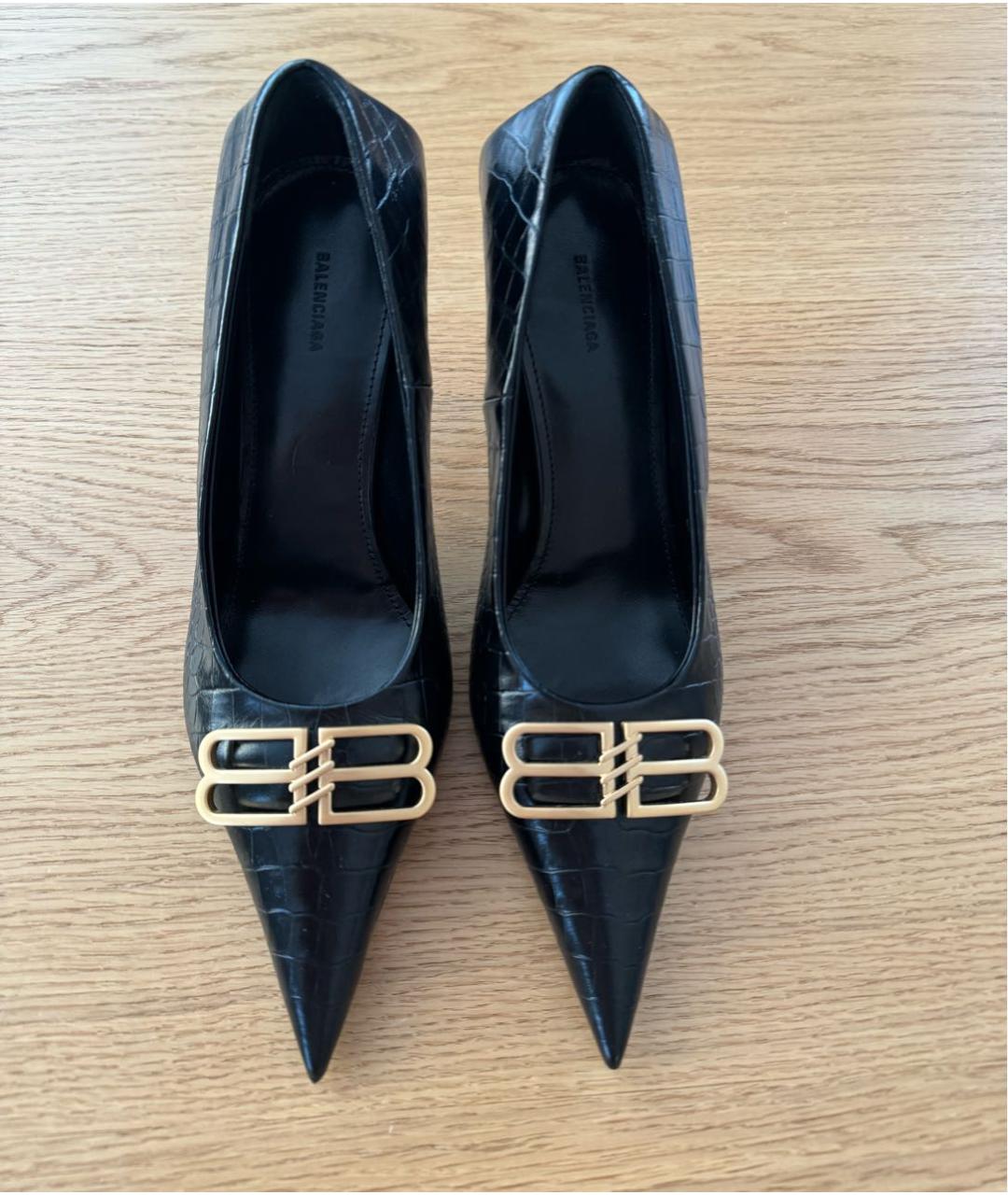 BALENCIAGA Черные кожаные туфли, фото 3