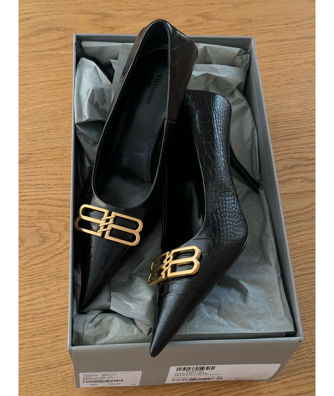 BALENCIAGA Черные кожаные туфли, фото 5