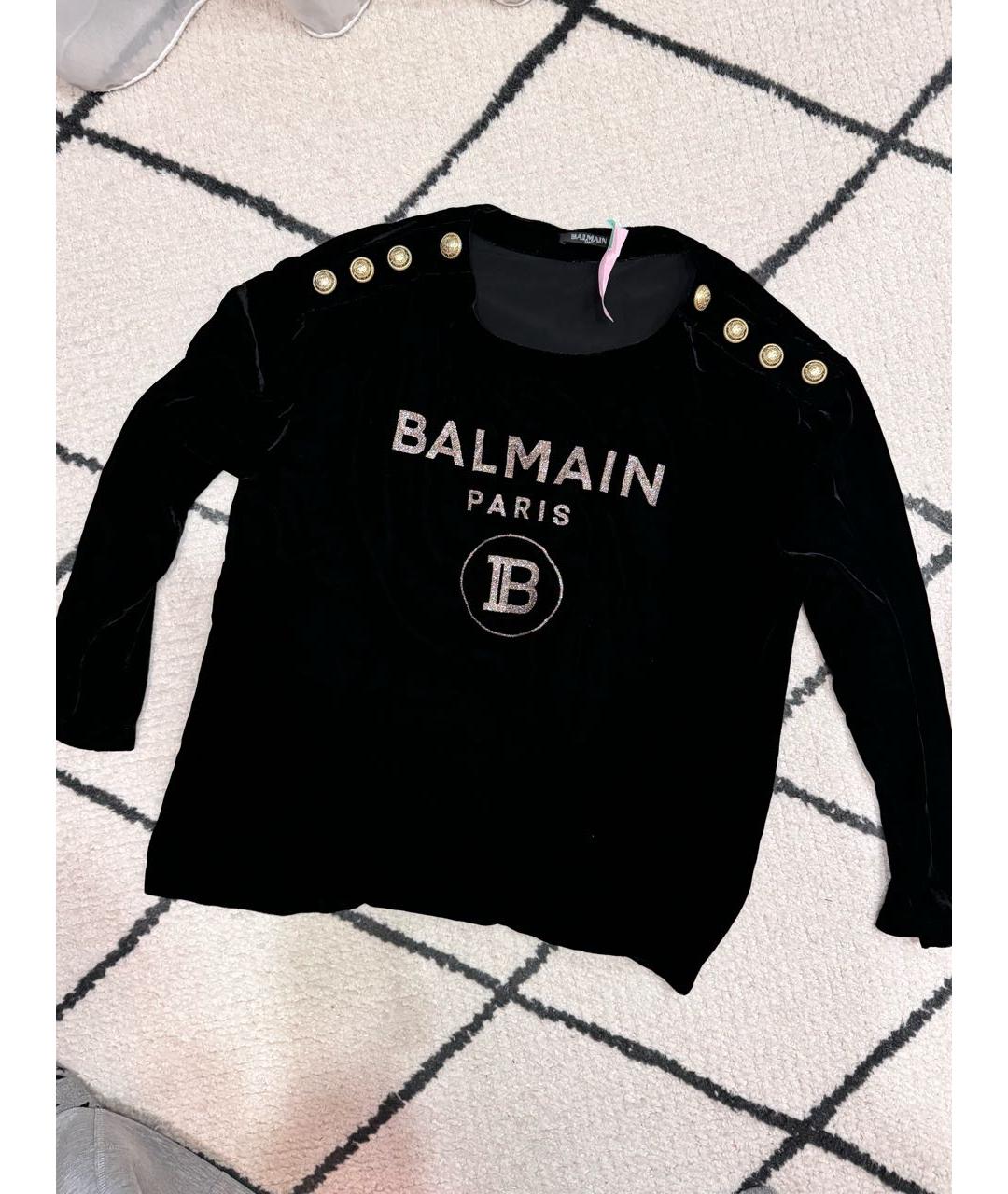 BALMAIN Черный бархатный джемпер / свитер, фото 5