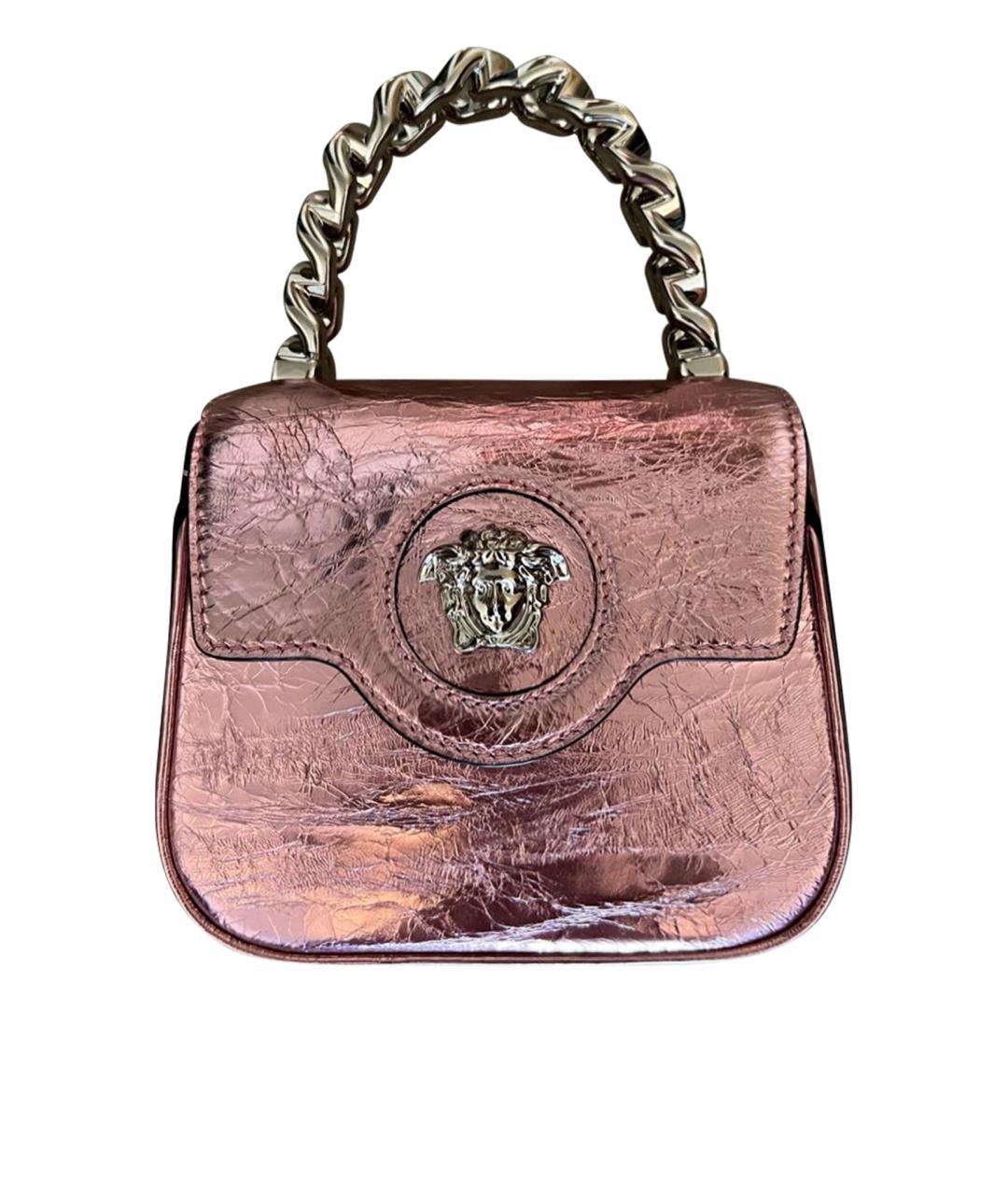VERSACE Розовая кожаная сумка с короткими ручками, фото 1