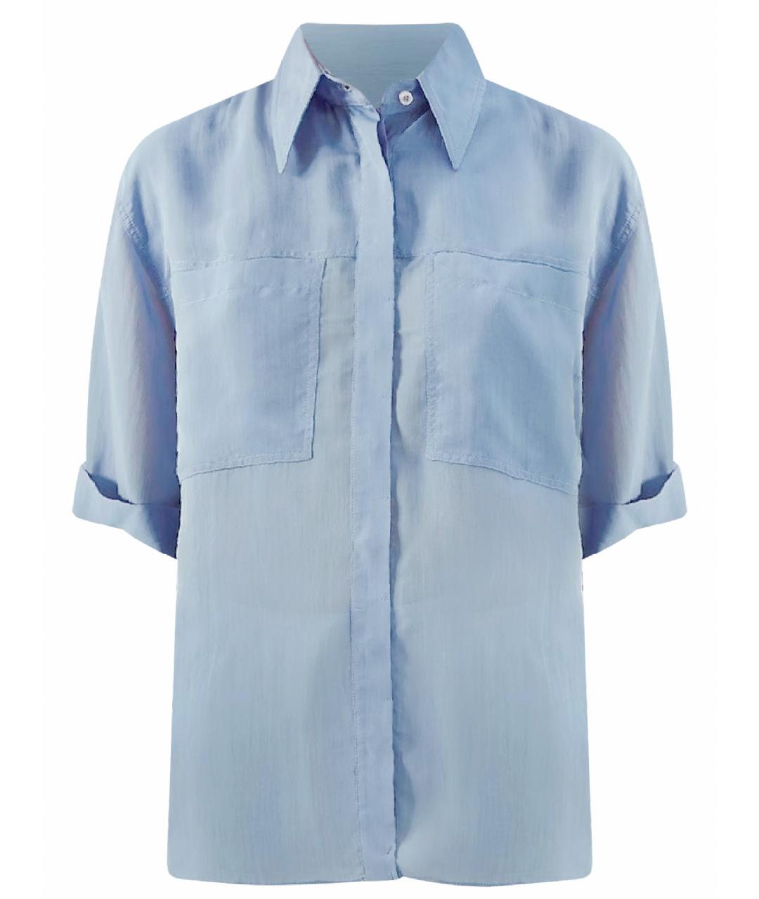 BRUNELLO CUCINELLI Синяя вискозная рубашка, фото 1
