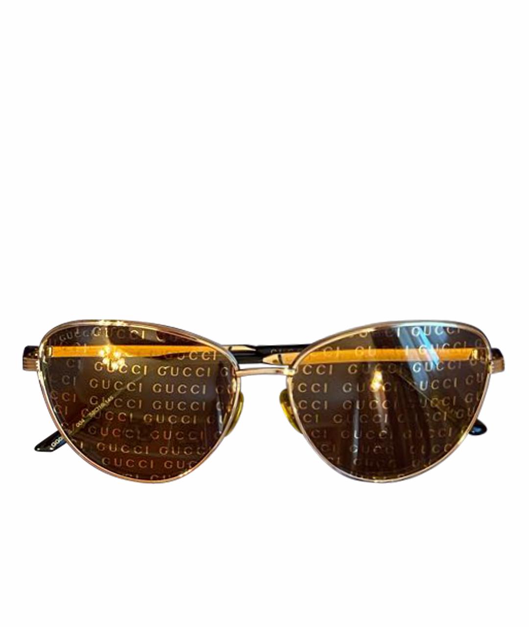 GUCCI Желтые металлические солнцезащитные очки, фото 1