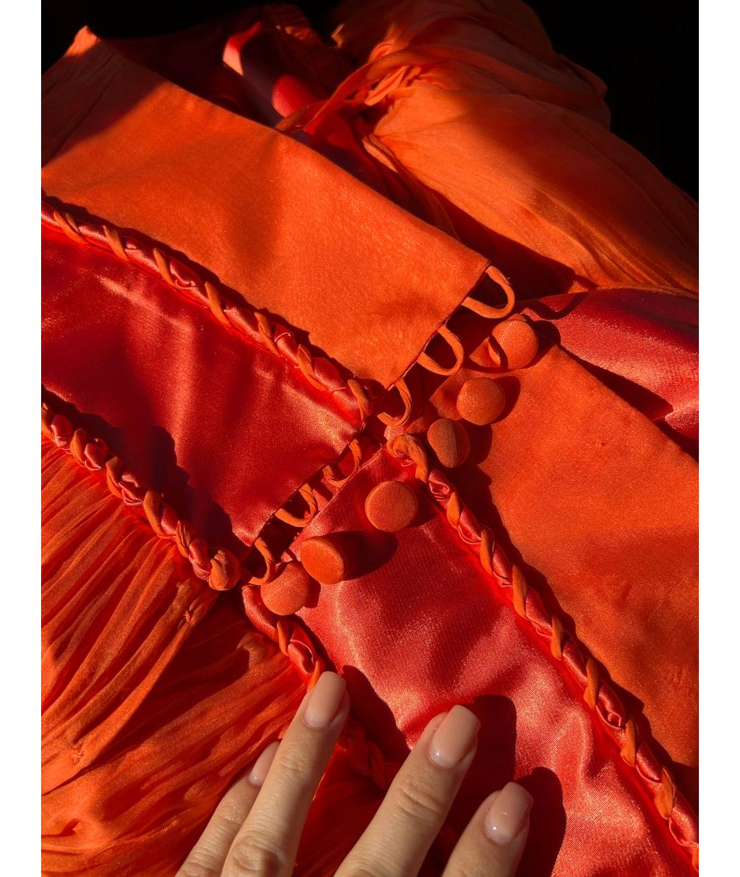 IRINA SCHROTTER Оранжевое шелковое вечернее платье, фото 4