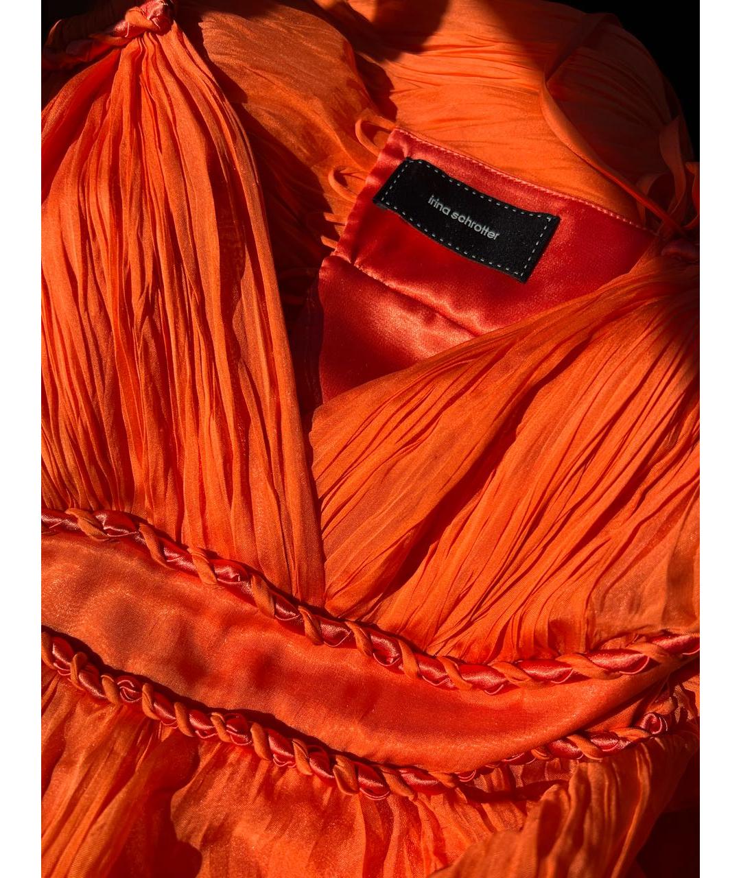 IRINA SCHROTTER Оранжевое шелковое вечернее платье, фото 3