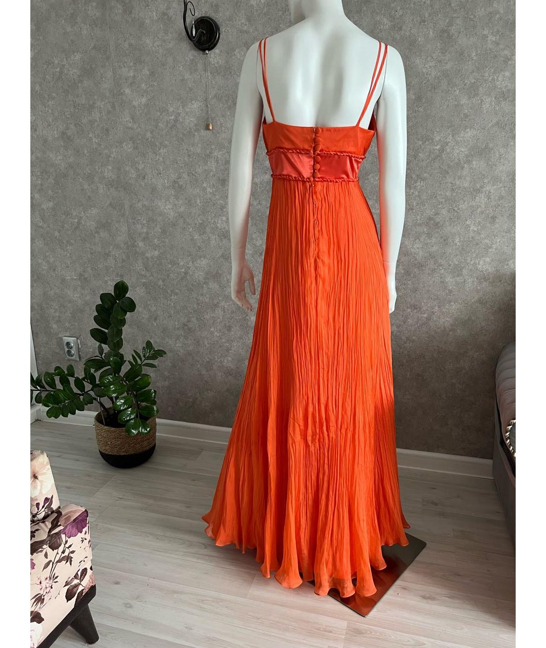 IRINA SCHROTTER Оранжевое шелковое вечернее платье, фото 7