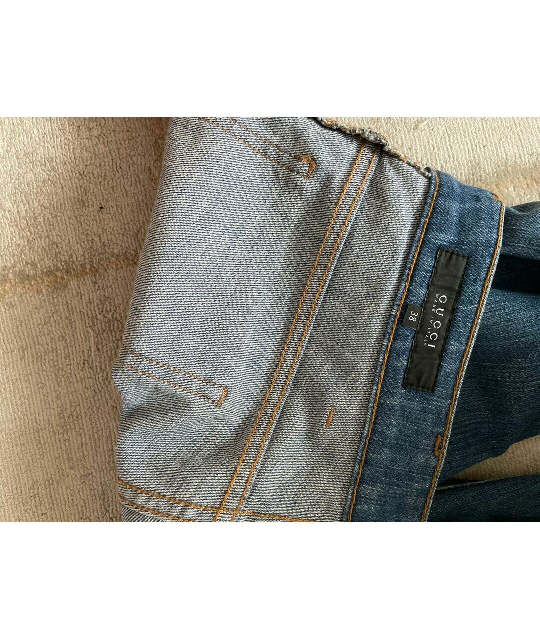 GUCCI Голубые хлопко-эластановые джинсы клеш, фото 3
