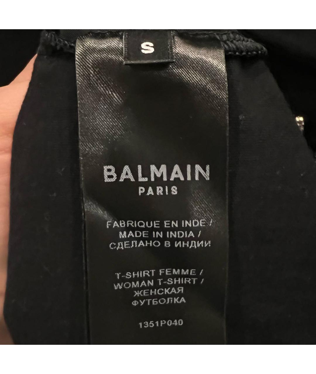 BALMAIN Черная хлопковая футболка, фото 3