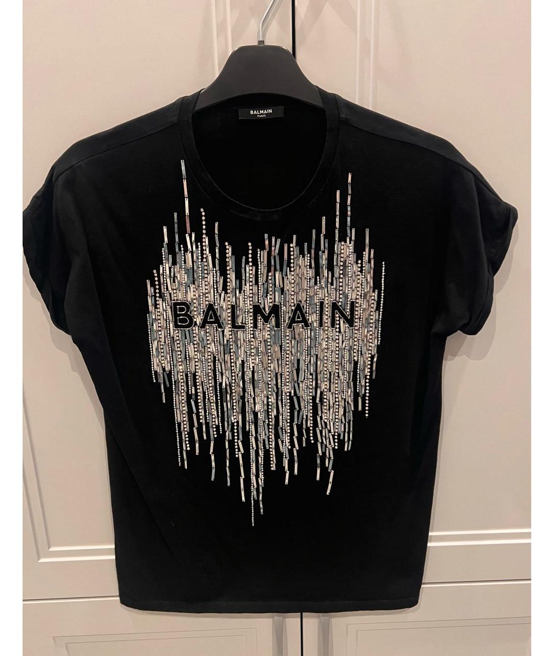 BALMAIN Черная хлопковая футболка, фото 2