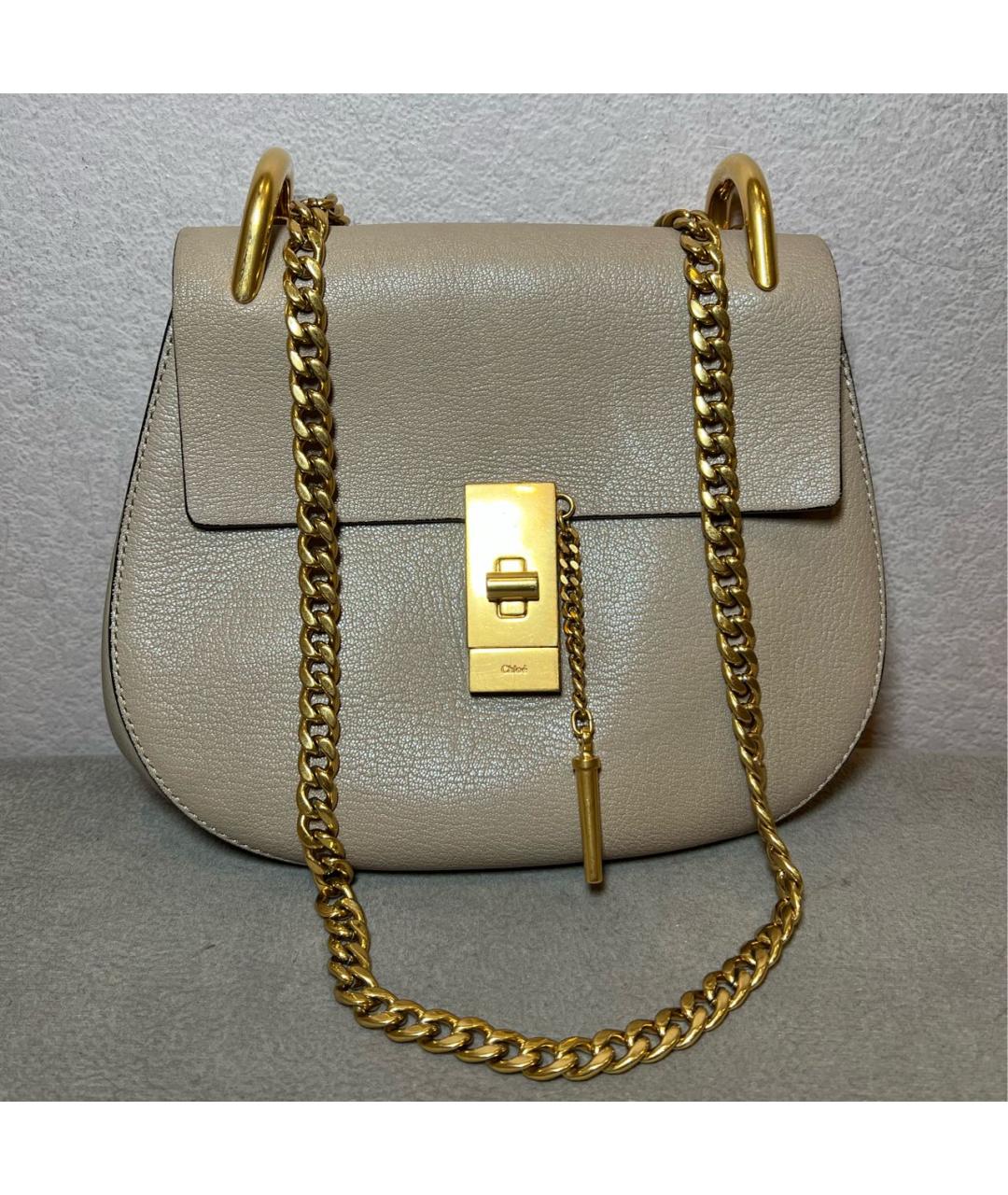 CHLOE Бежевая кожаная сумка через плечо, фото 3
