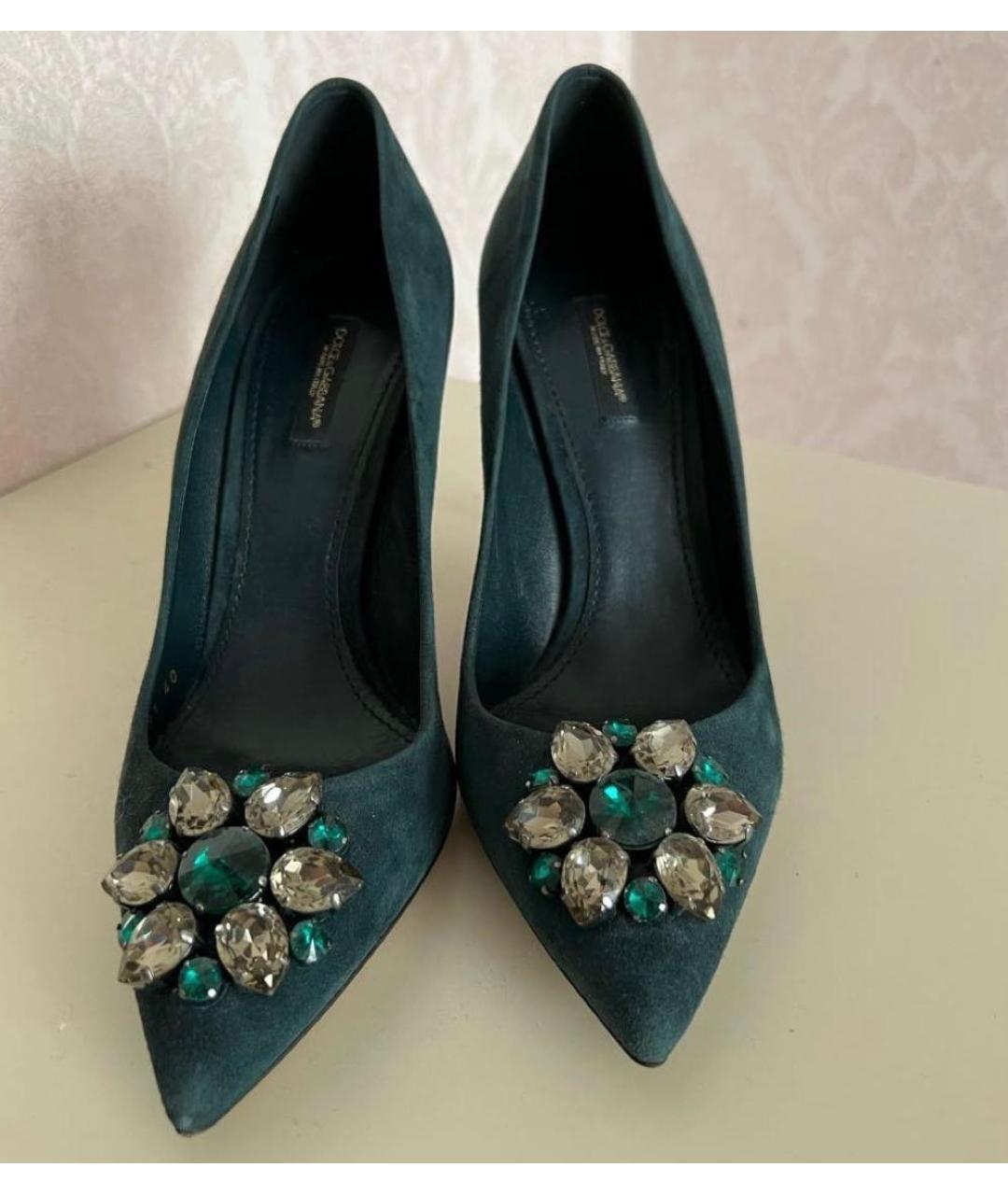 DOLCE&GABBANA Зеленые замшевые туфли, фото 2