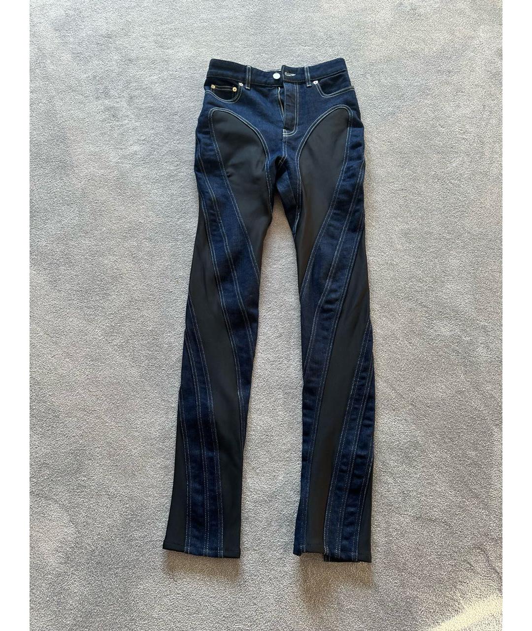 MUGLER Темно-синие хлопко-эластановые прямые джинсы, фото 5