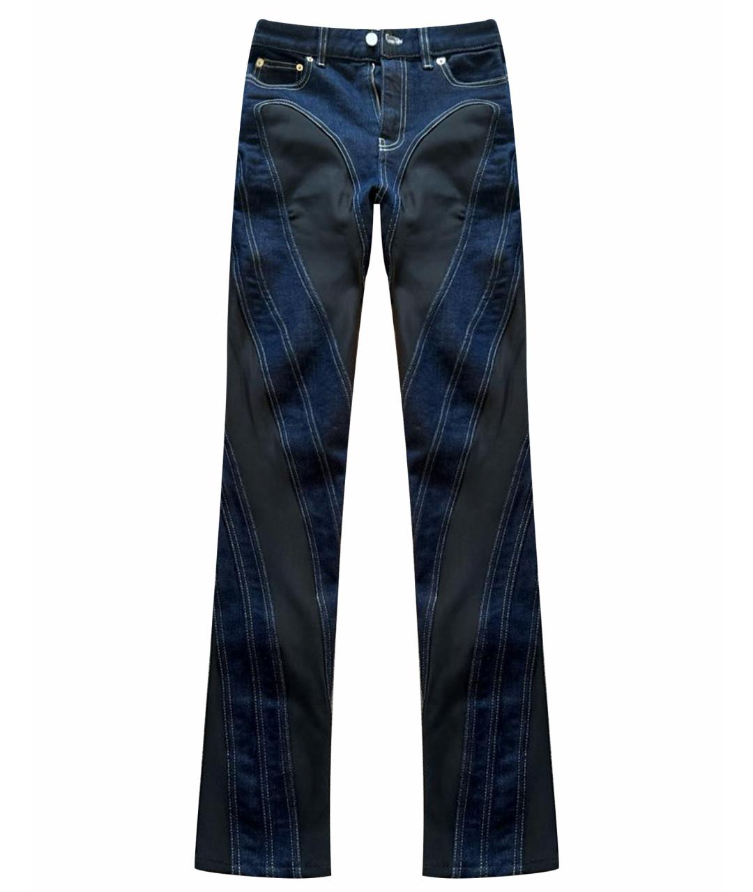 MUGLER Темно-синие хлопко-эластановые прямые джинсы, фото 1