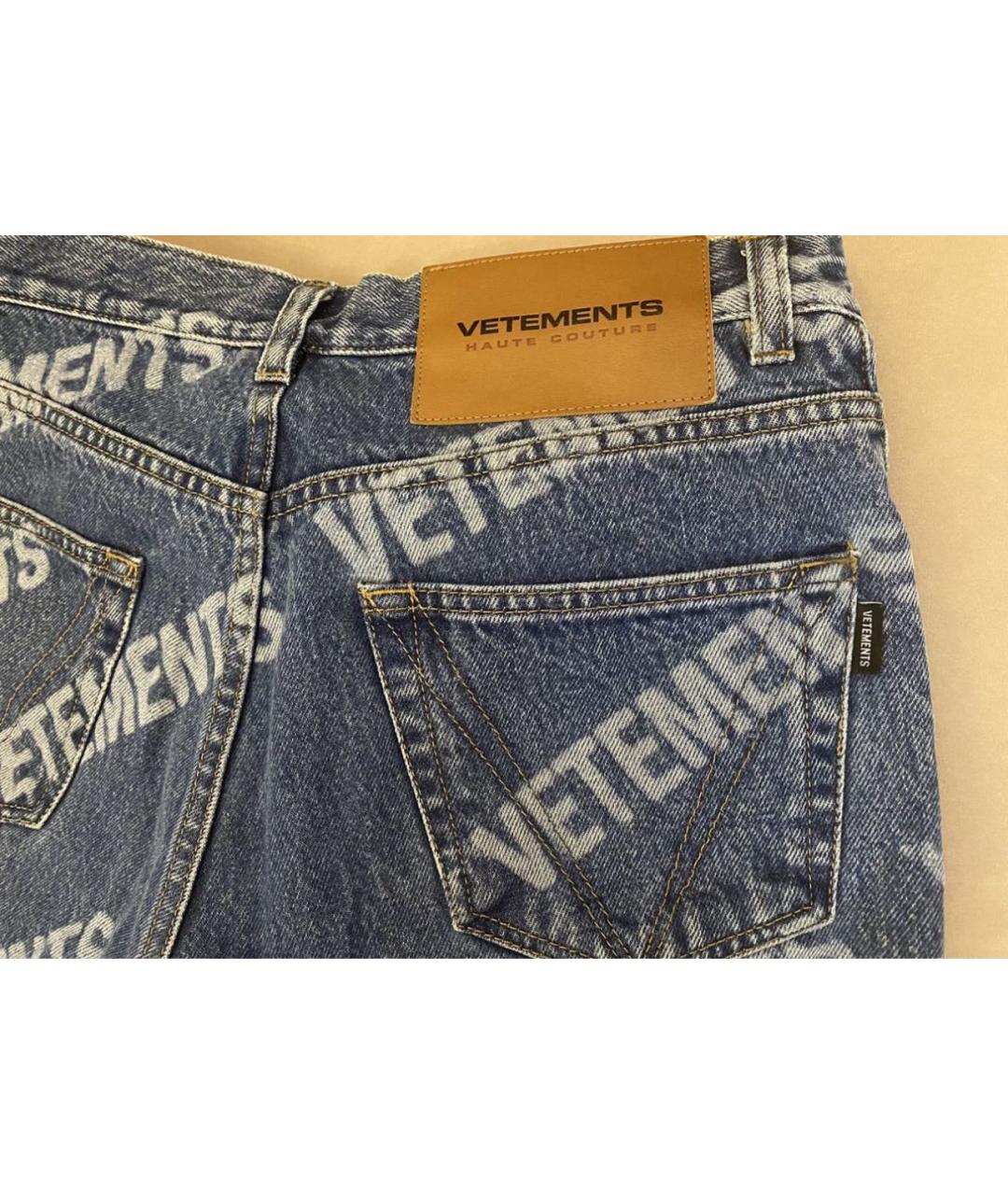 VETEMENTS Синие хлопковые прямые джинсы, фото 2