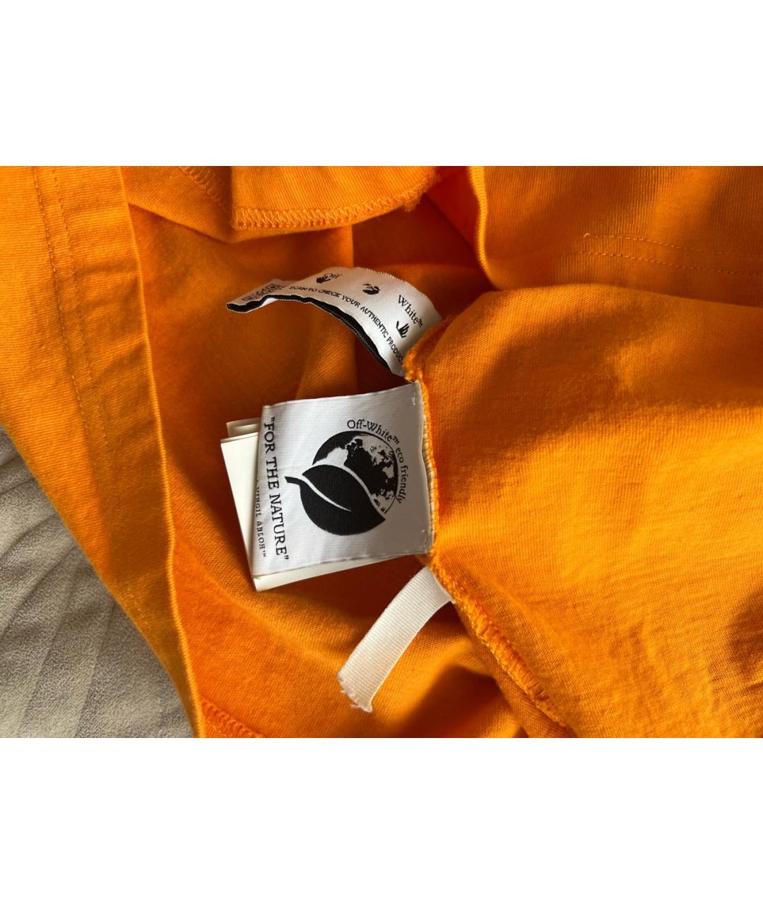 OFF-WHITE Оранжевая хлопковая футболка, фото 5