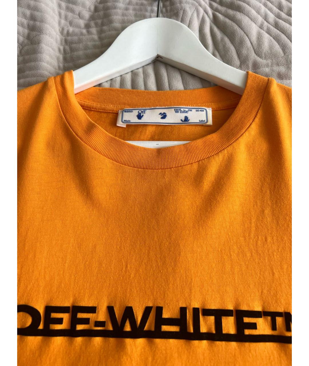 OFF-WHITE Оранжевая хлопковая футболка, фото 3