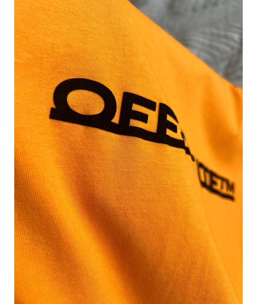 OFF-WHITE Оранжевая хлопковая футболка, фото 4
