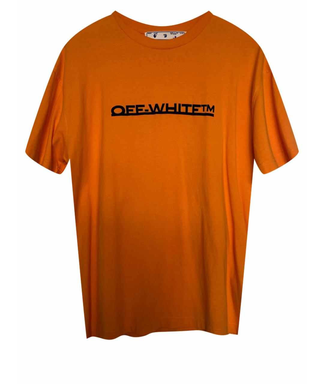 OFF-WHITE Оранжевая хлопковая футболка, фото 1