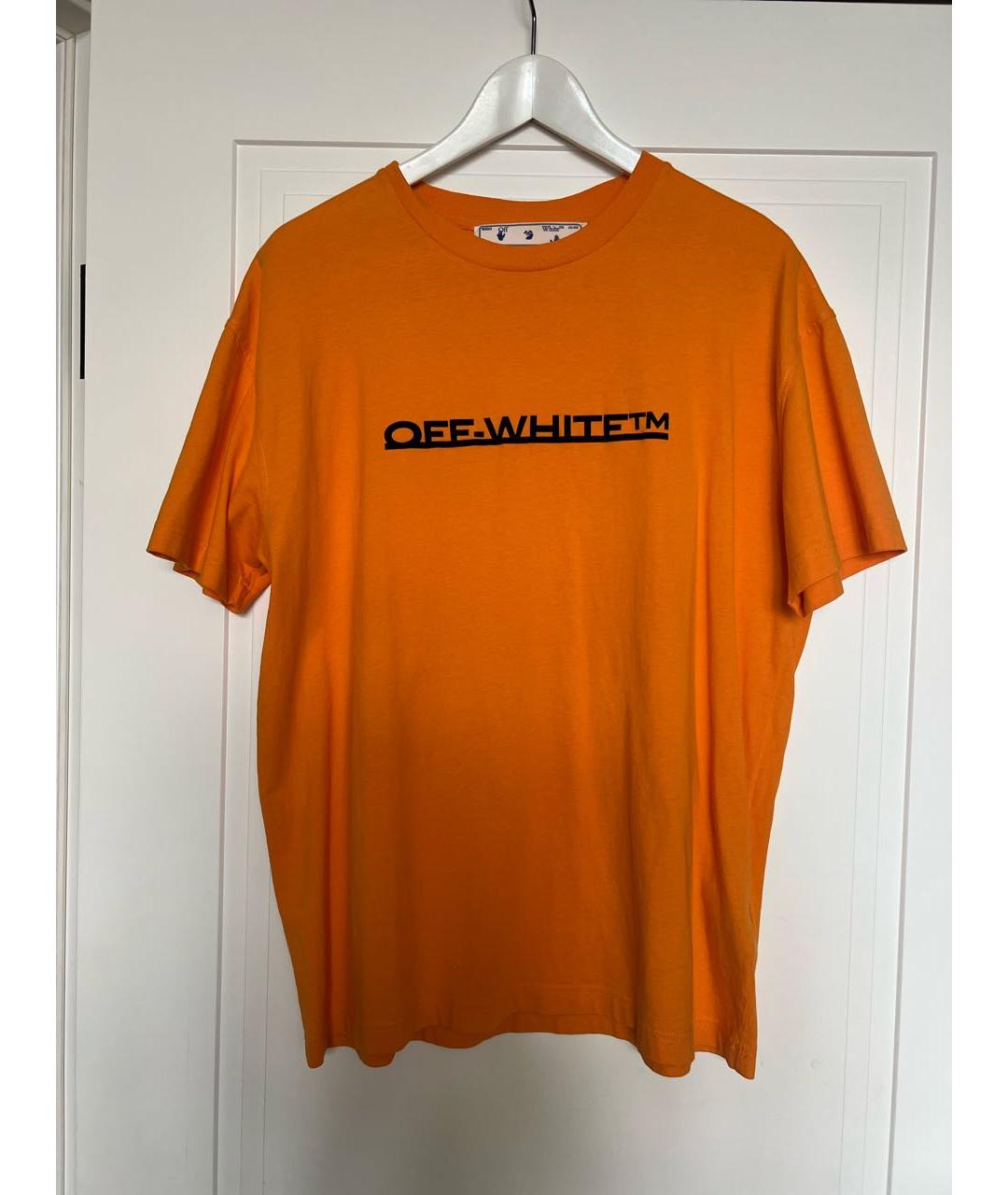 OFF-WHITE Оранжевая хлопковая футболка, фото 8