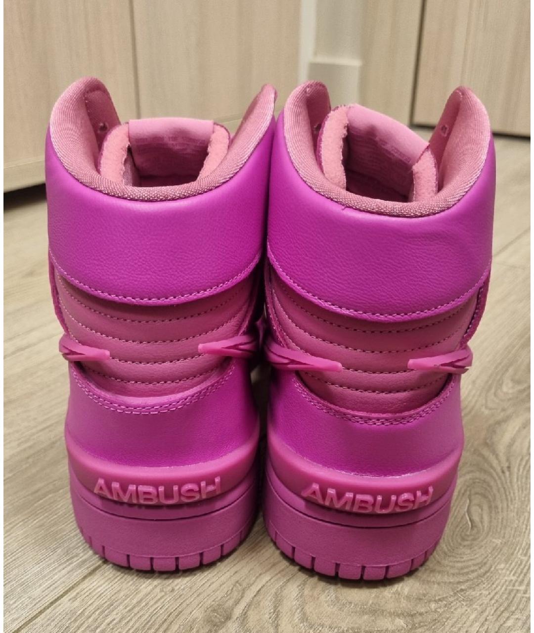 NIKE Розовые кожаные высокие кроссовки / кеды, фото 4