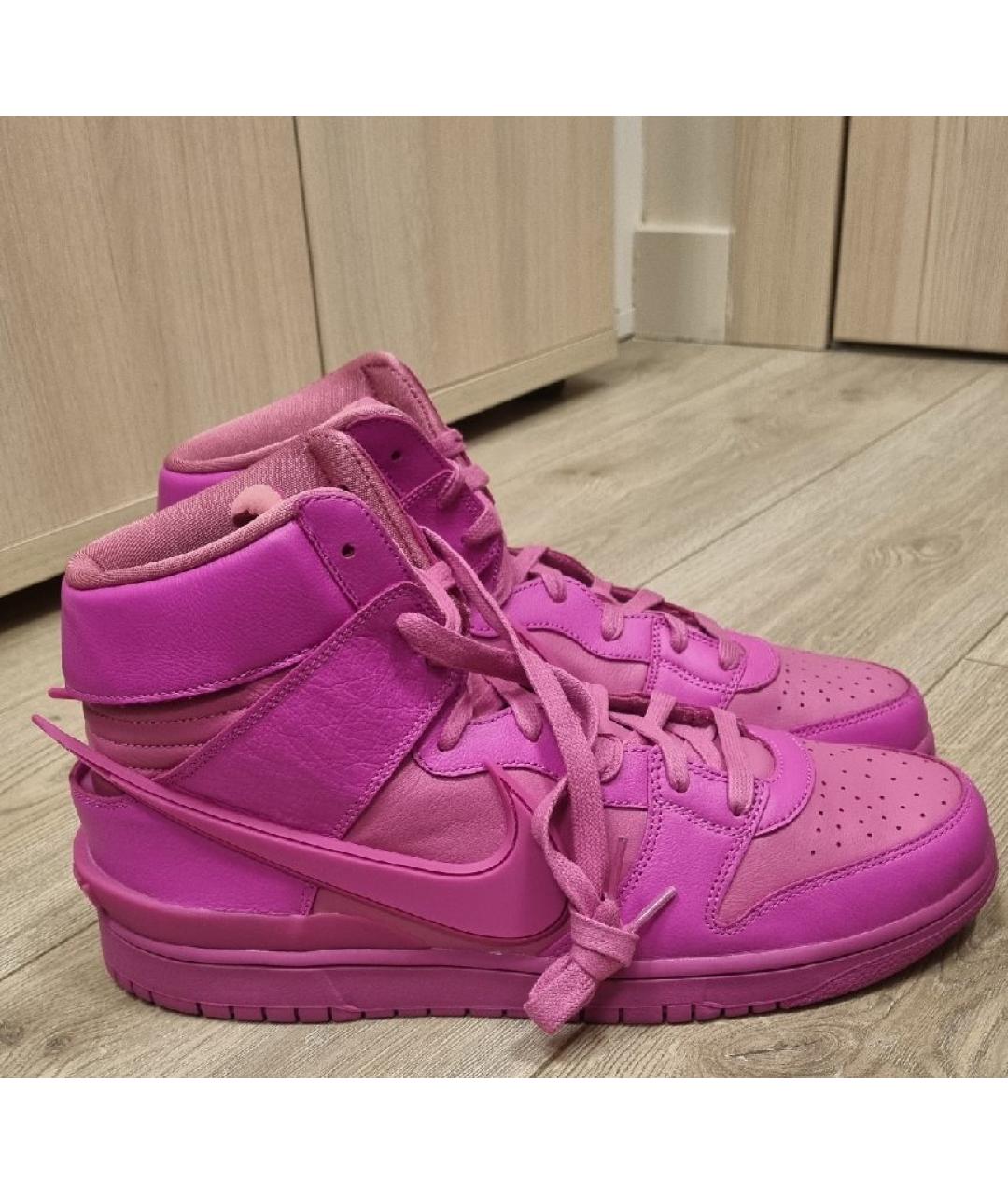 NIKE Розовые кожаные высокие кроссовки / кеды, фото 7