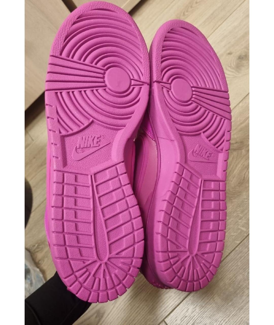 NIKE Розовые кожаные высокие кроссовки / кеды, фото 5