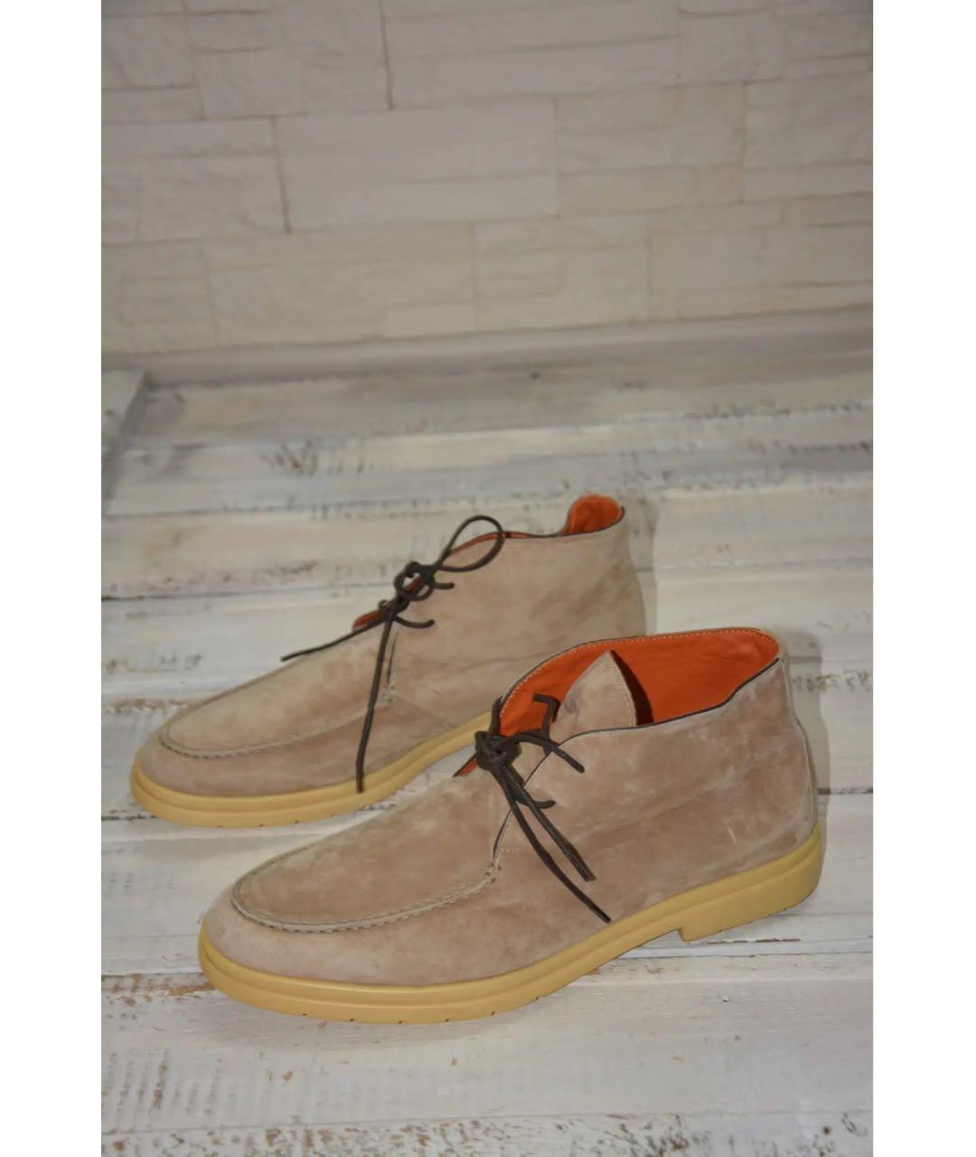 ANDREA VENTURA Бежевые замшевые низкие ботинки, фото 5