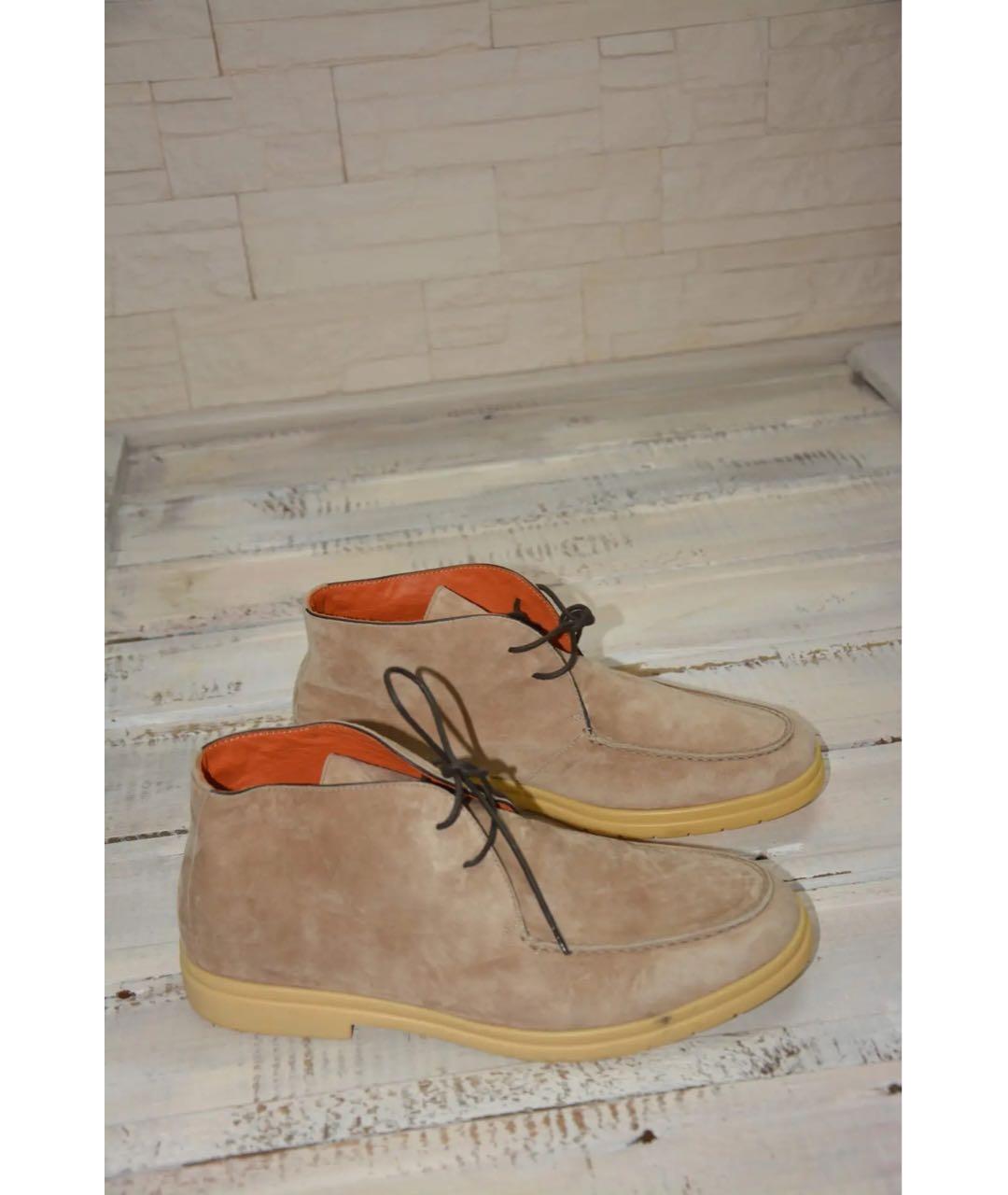 ANDREA VENTURA Бежевые замшевые низкие ботинки, фото 9