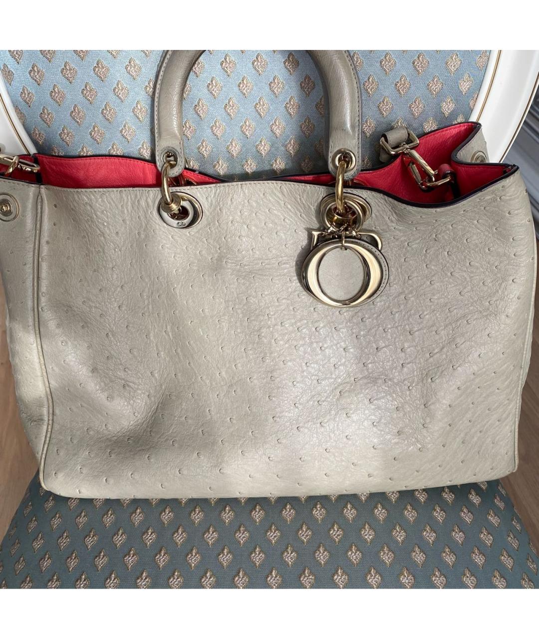 CHRISTIAN DIOR Бежевая сумка с короткими ручками из экзотической кожи, фото 5