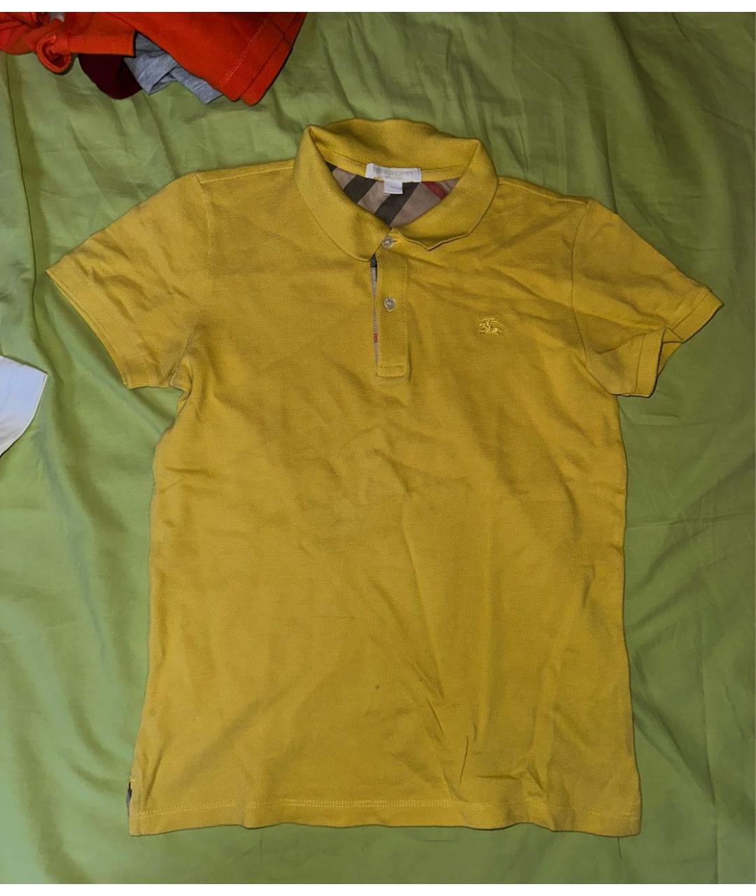 BURBERRY Желтая хлопковая детская футболка, фото 4