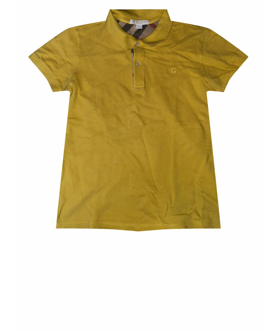BURBERRY Желтая хлопковая детская футболка, фото 1
