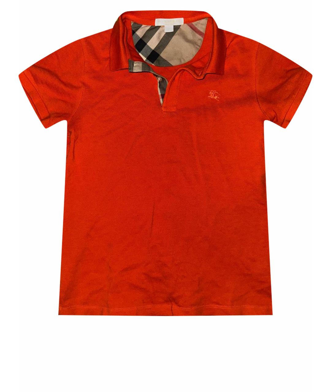 BURBERRY Оранжевая хлопковая детская футболка, фото 1