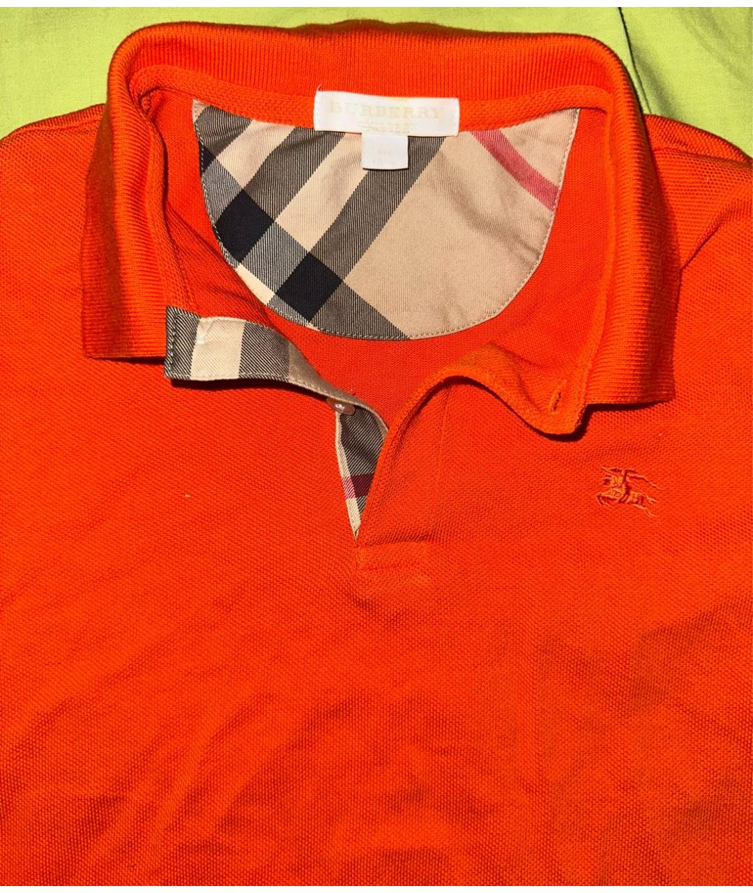 BURBERRY Оранжевая хлопковая детская футболка, фото 3
