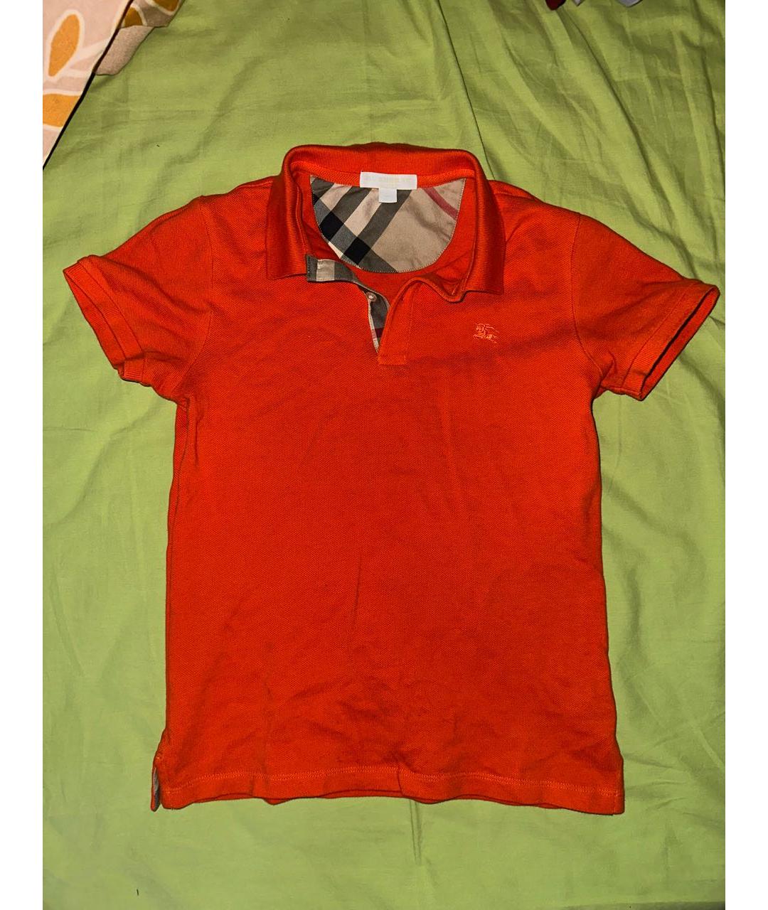 BURBERRY Оранжевая хлопковая детская футболка, фото 4