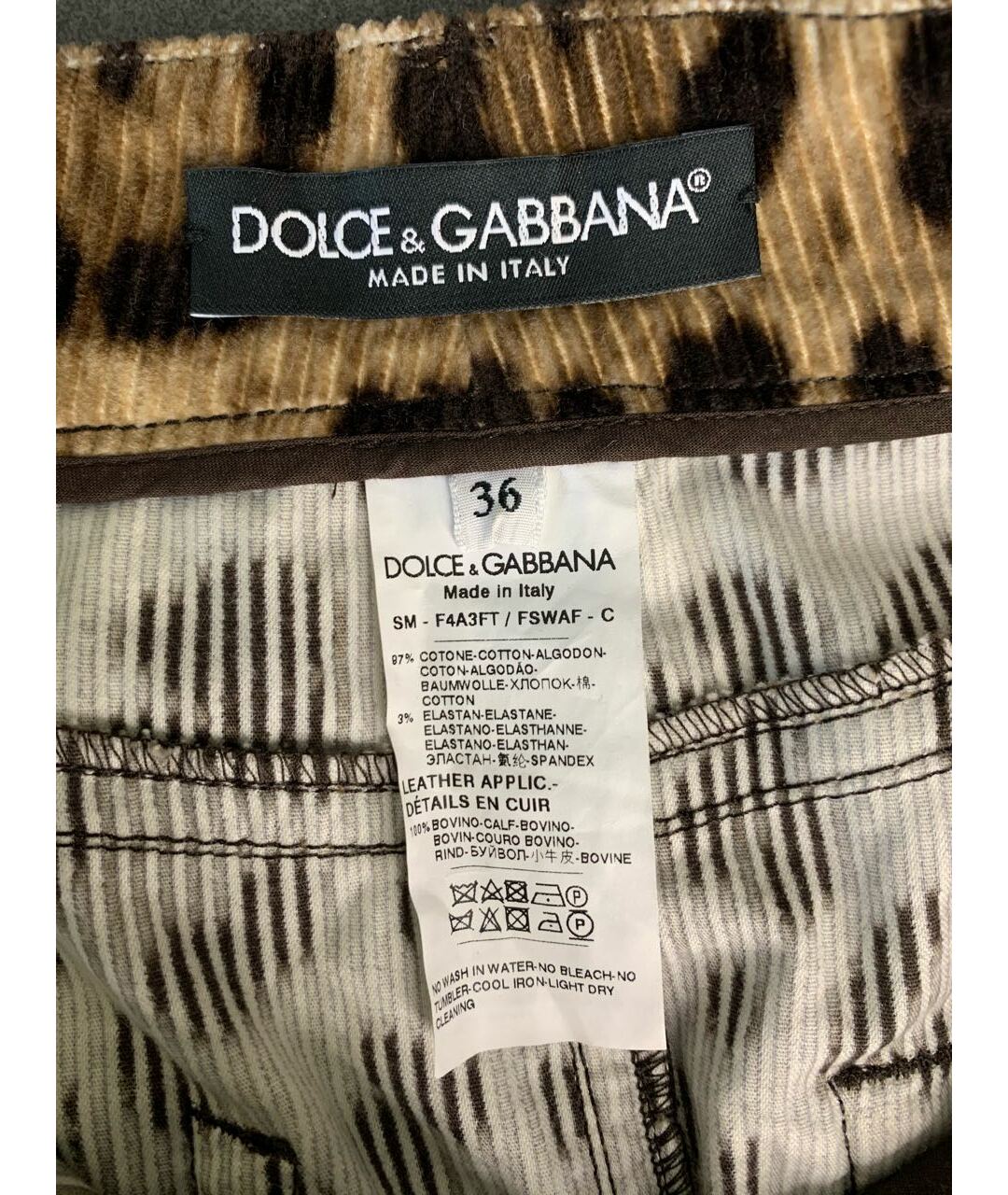 DOLCE&GABBANA Коричневая велюровая юбка мини, фото 3
