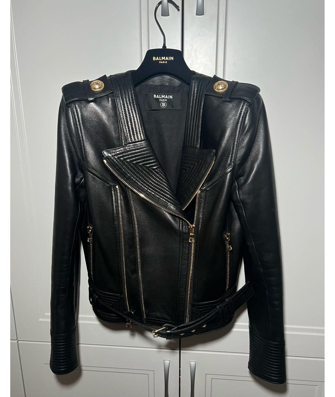 BALMAIN Черная кожаная куртка, фото 2