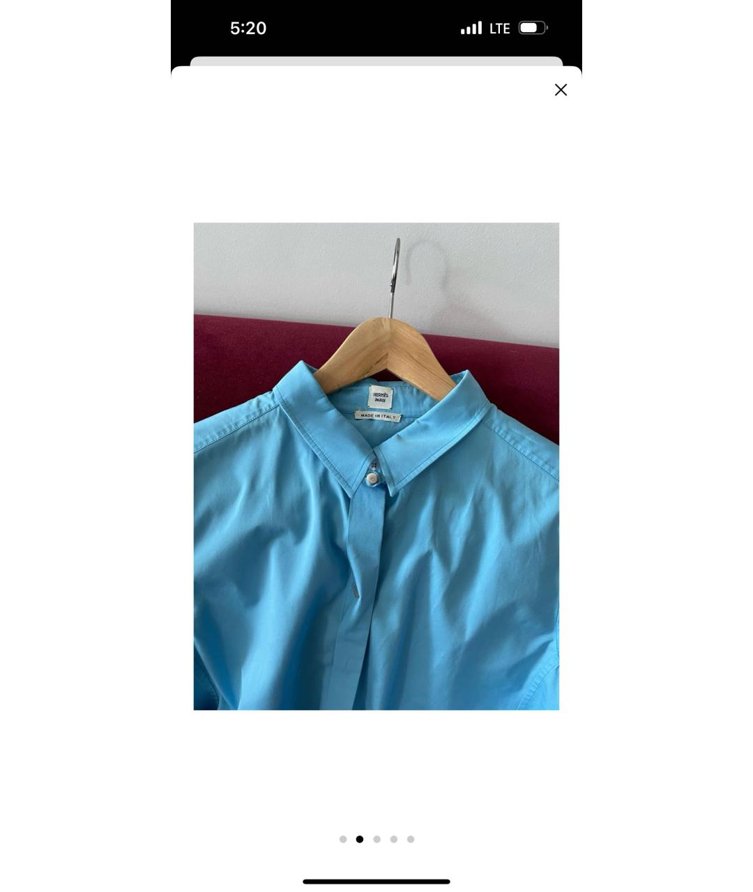 HERMES PRE-OWNED Бирюзовая хлопковая рубашка, фото 3