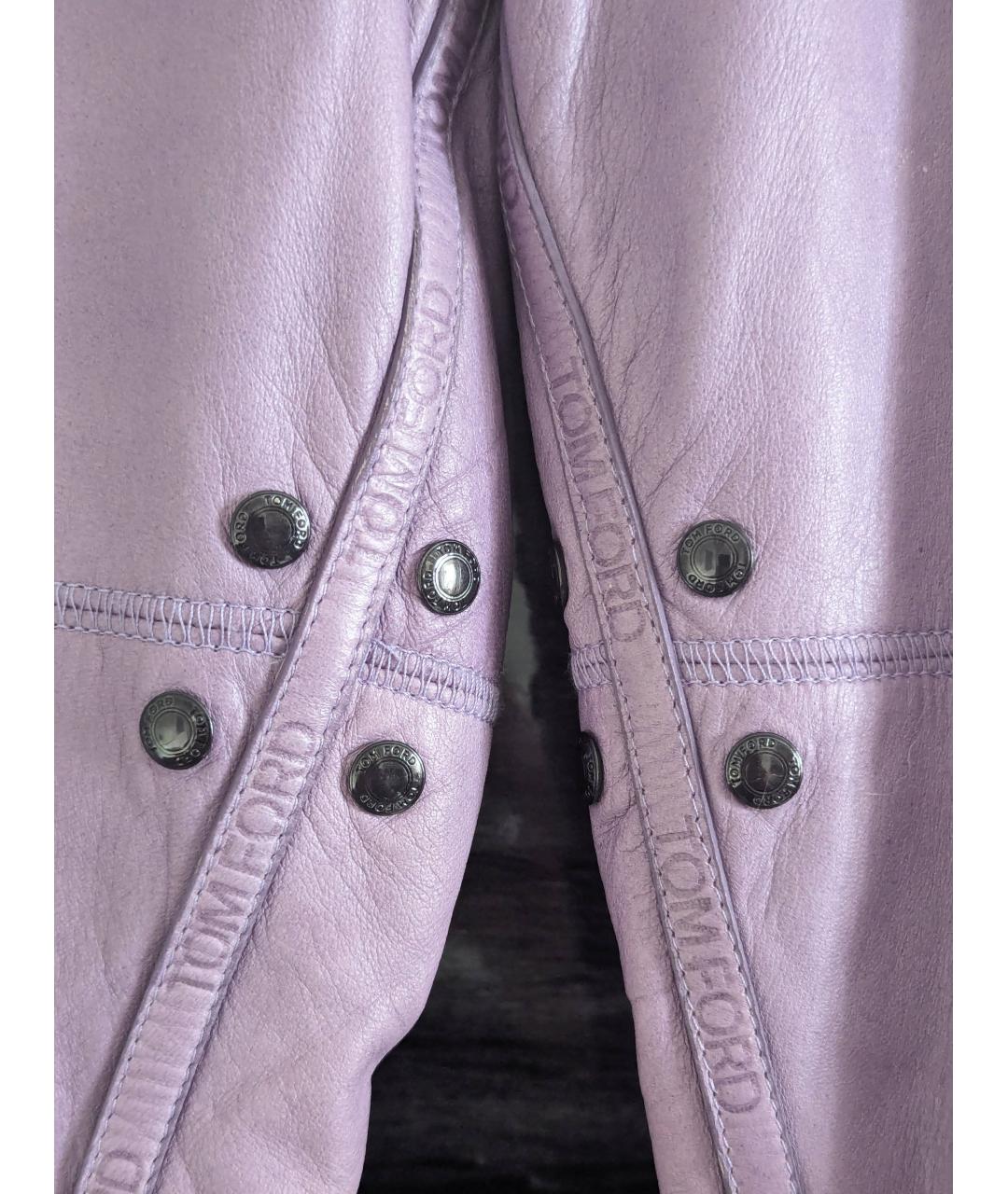TOM FORD Фиолетовые кожаные прямые брюки, фото 5