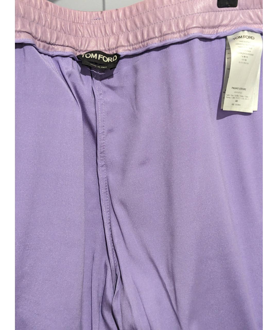 TOM FORD Фиолетовые кожаные прямые брюки, фото 2